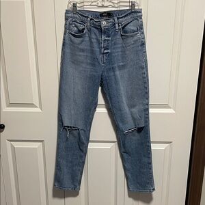 Hudson Jeans Women's Distressed Blue Straight Leg Jeans
